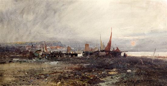 Oswald Garside (1879-1942) Beached fishing boats, 9 x 18in.